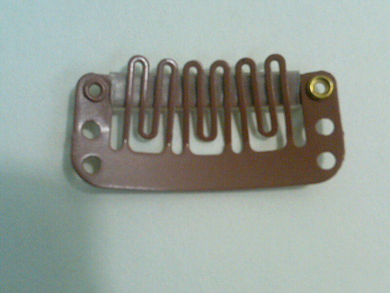 Hairpiece comb clip 6 teeth large med. brown